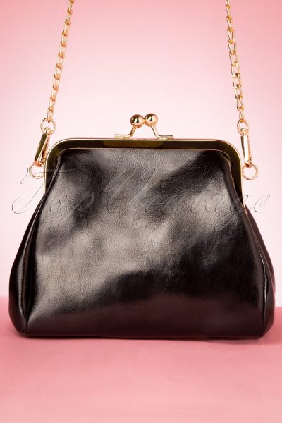50s Geneviève Gold Framed Bag in Black