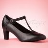 40s Neva T-strap Leather Pumps in Black