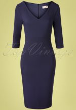 50s Stella Pencil Dress in Navy