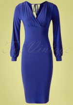 50s Genesis Bodycon Dress in Royal Blue