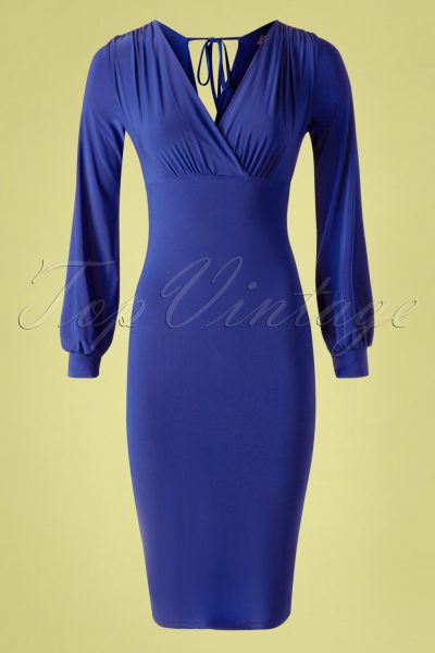 50s Genesis Bodycon Dress in Royal Blue