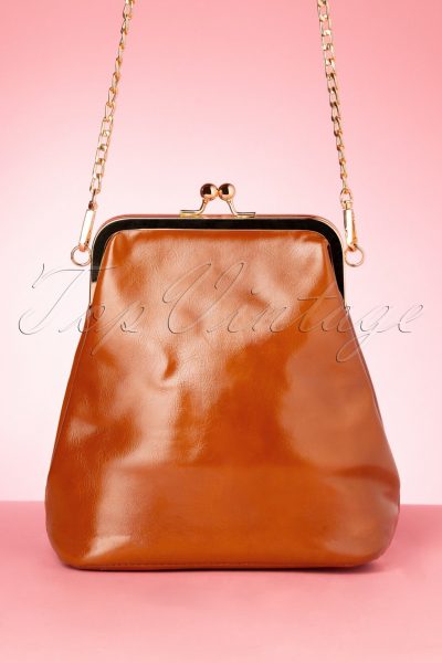 50s Henriette Gold Framed Bag in Cognac