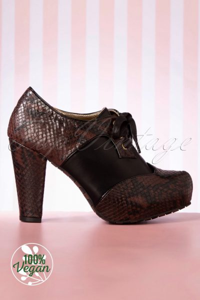 50s Angie High Heeled Booties in Brown