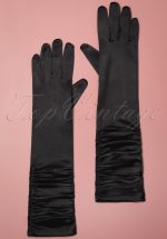 50s Sophia Black Satin Gloves