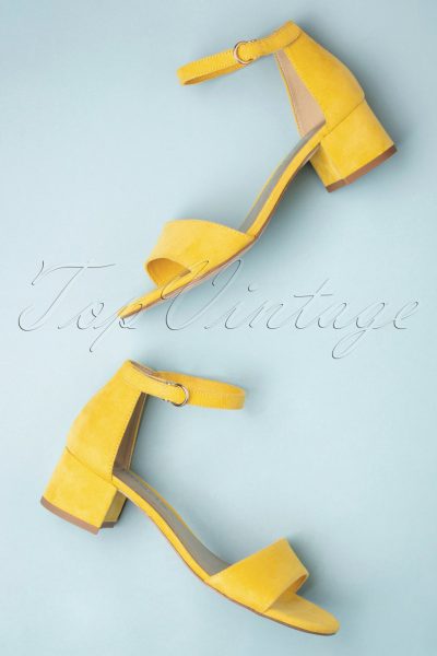 60s Suedine Sandals in Yellow