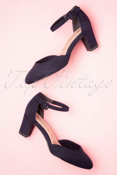 50s Trixie Suedine Pumps in Navy