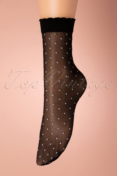 50s Little Dots Socks in Black