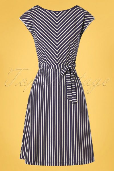 60s Grace Breton Stripe Dress in Blue