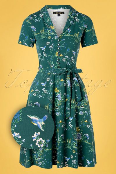 60s Emmy Griffin Dress in Dragonfly Green