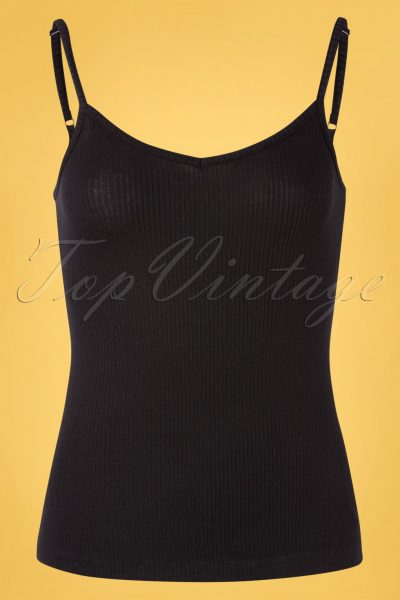 60s Nadya Camisole Rib Tencel Top in Black