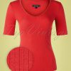 60s Carice Tencel Rib V Top in Apple Pink