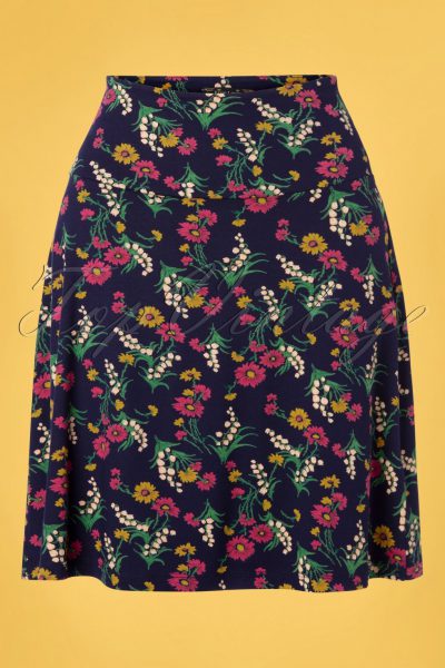 60s Valley Border Skirt in Blue