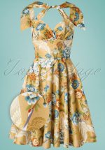 TopVintage exclusive ~ 50s Sissy Kio Swing Dress in Gold