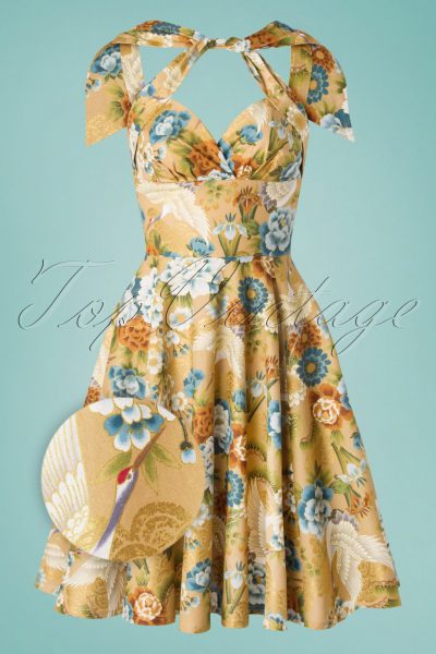 TopVintage exclusive ~ 50s Sissy Kio Swing Dress in Gold