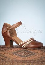 60s Fedora Leather Pumps in Brandy