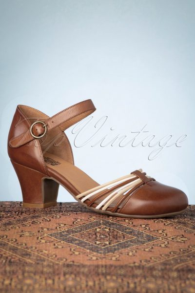 60s Fedora Leather Pumps in Brandy