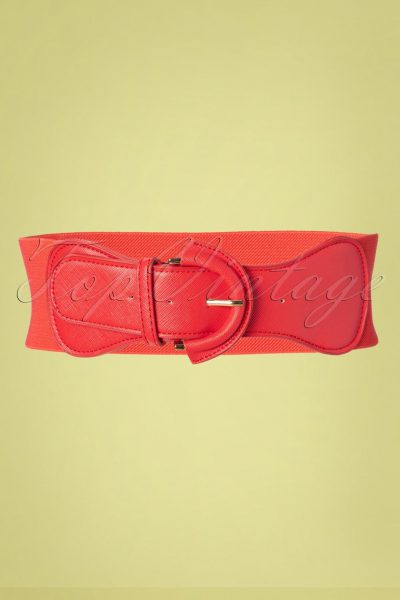 50s Maxine Cinch Stretch Belt in Red