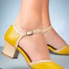 60s Fleet Leather Pumps in Yellow and Beige