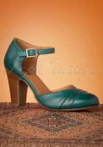 50s Jay Leather Pumps in Marine Teal