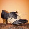 40s Tully Leather Shoe Booties in Navy and Cream