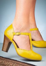 50s Joelle T-Strap Pumps in Yellow