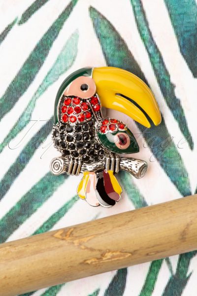 50s Tucan Brooch in Black and Yellow