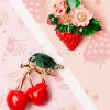 50s Fruity Brooch Set in Red