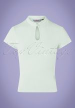 50s Mandarin Collar Top in Mint