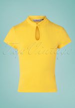 50s Mandarin Collar Top in Yellow