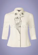 60s Toucan Blouse in Ivory White