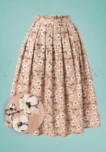 50s Fresh Bloom Swing Skirt in Nude