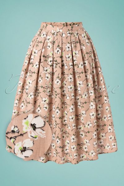 50s Fresh Bloom Swing Skirt in Nude