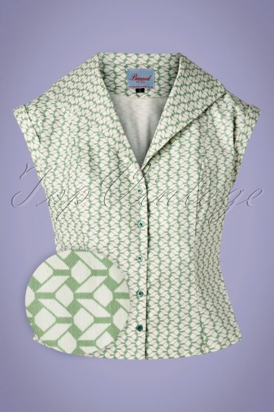 40s Tina Tile Blouse in Mint