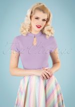 50s Mandarin Collar Top in Lilac