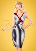 50s Land Ahoy Pencil Dress in Navy