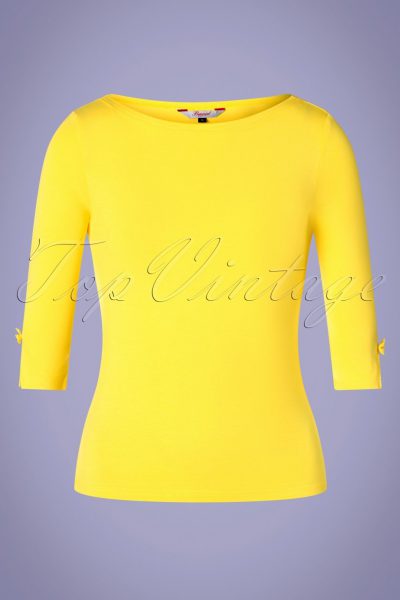 50s Modern Love Top in Yellow