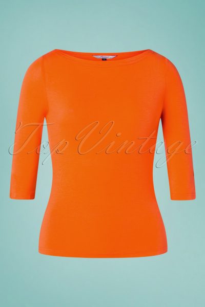 50s Modern Love Top in Orange