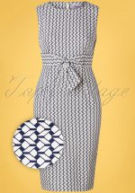 60s Tile Wiggle Dress in Navy