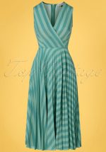 60s Skylar Pleated Wrap Dress in Minty Teal