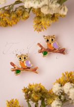 50s Owl Stud Earrings in Gold