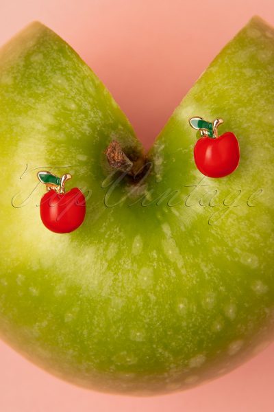 50s Apple Stud Earrings in Red