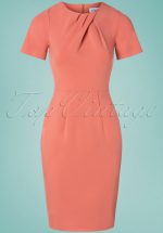 60s Vivianna Pencil Dress in Coral Pink