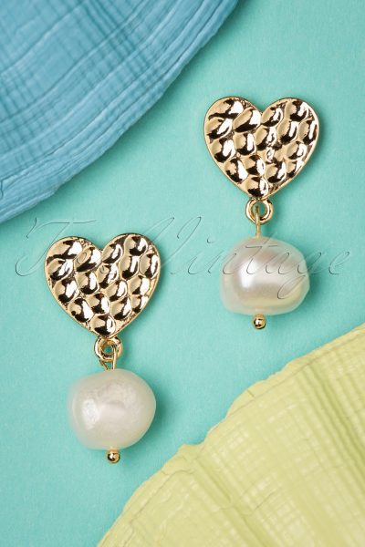 50s Love For Pearl Earrings in Gold
