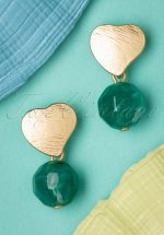 50s Love Rocks Marble Earrings in Gold