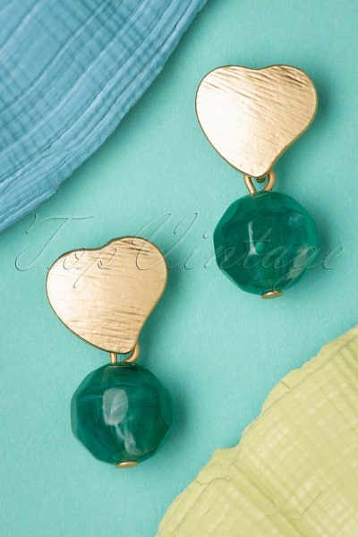 50s Love Rocks Marble Earrings in Gold