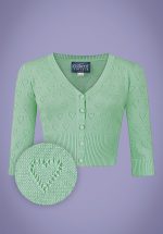 50s Evie Heart Cardigan in Mint Green