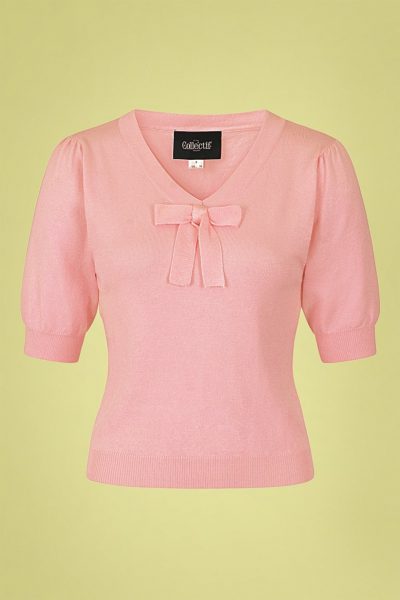 50s Jennifer Knitted Top in Pale Pink