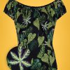 50s Lorena Forest Top in Black and Green