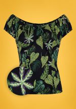 50s Lorena Forest Top in Black and Green