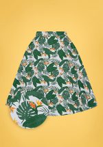 50s Mattie Bird of Paradise Swing Skirt in Ivory and Green